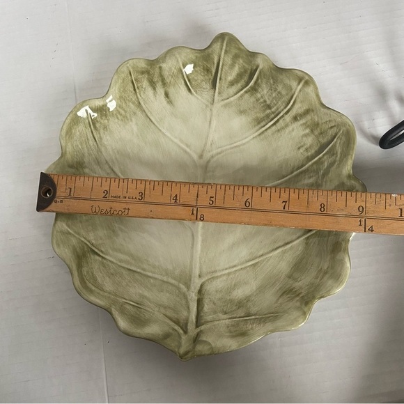 Green Cabbage Leaf Plate Made In Italy 9604/24 Ceramic Plant Shape Plate - Picture 11 of 16